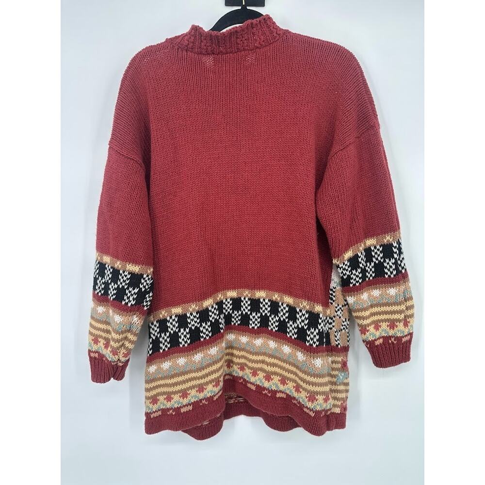 Vtg Oversize Heavy Grandma Sweater Floral M‎ Cottagecore Retro Patchwork Granny - Picture 4 of 9
